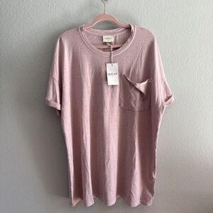 Wrap London Hemp Organic Cotton T-SHirt Dress In Soft Lavender Sz 14